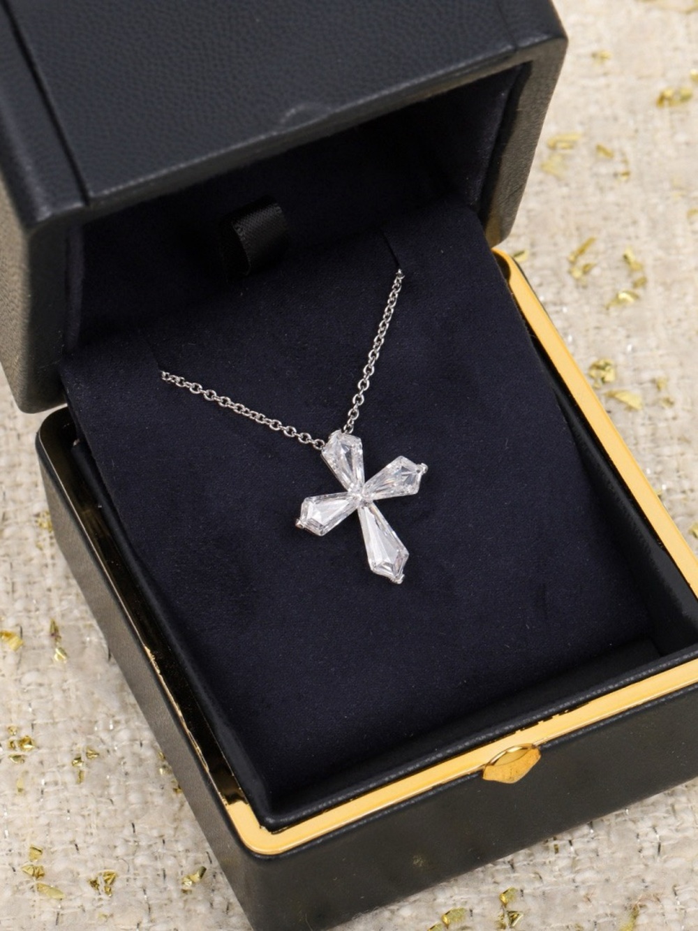 Silver Crystal Cross Necklace - Classic Sparkle